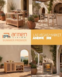 Premiering July 26-30 at Las Vegas Market in showroom B762 the Solara Collection adds a Kitchen Island & Bar, and coordinating stools,nand a Wine / Beverage Cooler Unit.