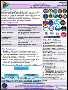 Collaborative Shared Technologies LLC® capability statement outlining federal knowledge management, AI governance, information governance, and digital transformation services.