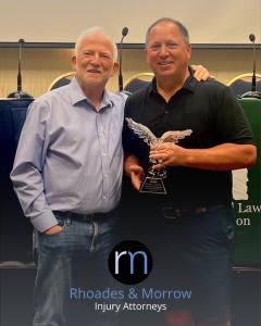 Joseph J. Rhoades and Stephen T. Morrow with Eagle of Justice award