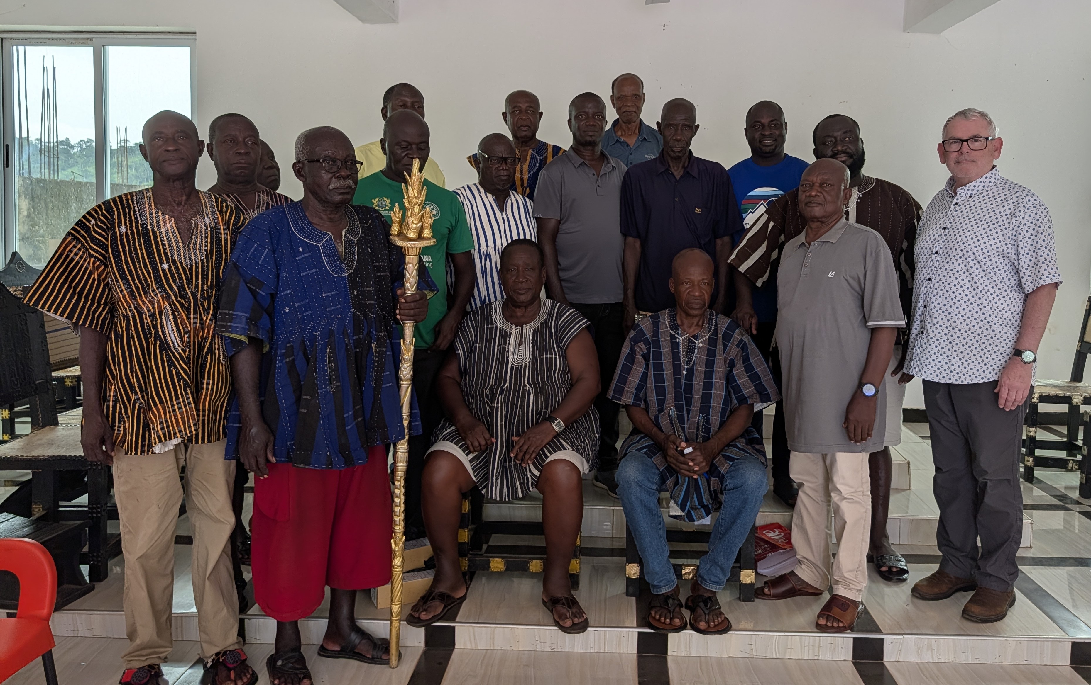 Chiefs and Elders of Begoro with Maple Agro Farms at the Fanteakwa Ahenfie (Fanteakwa Palace), the traditional seat of the Fanteakwahene in Begoro, Eastern Region, Ghana.