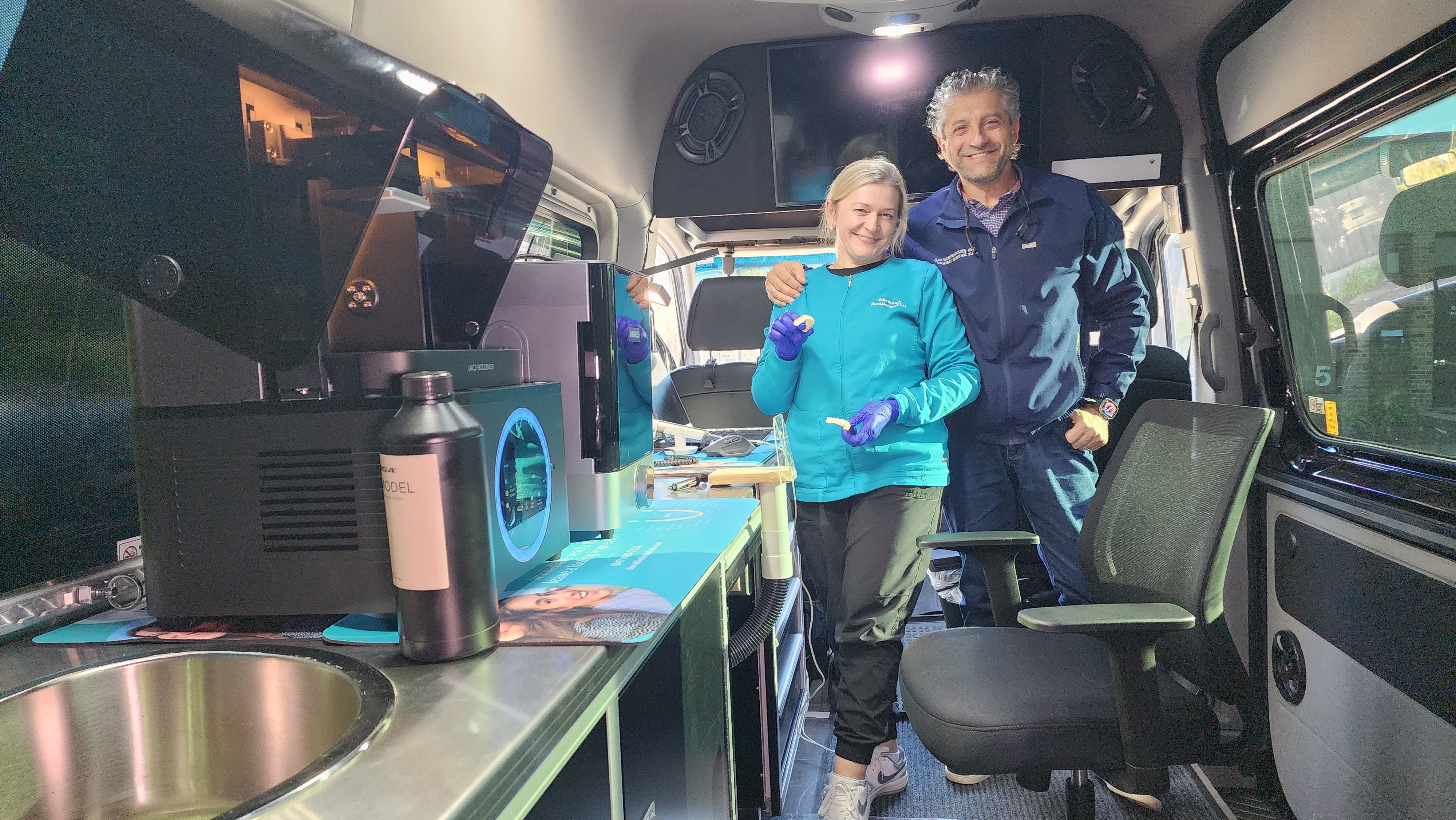 Leo Varshavsky inside Illinois' first Mobile Dental Lab