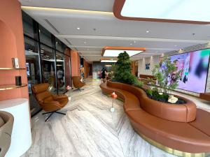 A quiet reception and waiting area inside a modern medical clinic.