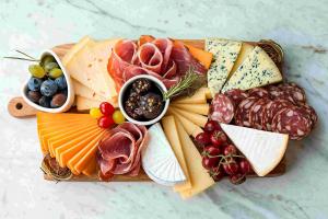 Platter of fresh meat and cheeses