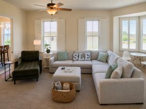 Shire Lane Guest House is a spacious 2,780-square-foot farmhouse. The home features 4 bedrooms plus bonus loft, 2 1/2 bathrooms, a fully equipped kitchen with large island seating, multiple dining areas, and comfortable living spaces.