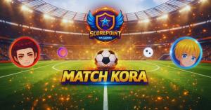 Match Kora football game characters competing in a 2D stadium with the ScorePoint logo.