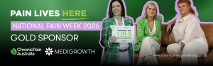Three Australian Healthcare Leaders appear on a banner promoting the National Pain Week partnership 2026