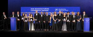 2026 Manufacturing Leadership Awards finalists on stage at the gala ceremony