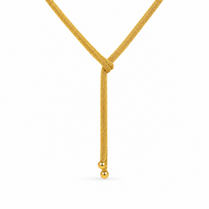 Aima 18k Gold Vermeil Lariat Necklace with Gold Mesh (Photo Credit: Alberto Luzzi)