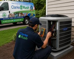 Clarke & Rush Tech servicing AC Unit
