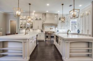 Elegant kitchen with two large islands