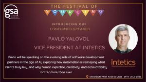 Intetics VP of Innovation Pavlo Yalovol, keynote speaker on AI-assisted software development at the GSA Festival of Sourcing 2026.