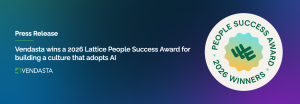 Award badge announcing Vendasta as a 2026 Lattice People Success Award winner for the People + AI Pioneer category.