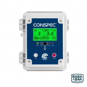 Photo of the Optio™ PGM gas monitor with BABA-compliant icon.