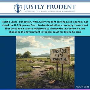 An overgrown, empty field with a weathered roadside sign reading "Purchased in 1978, Brandywine."