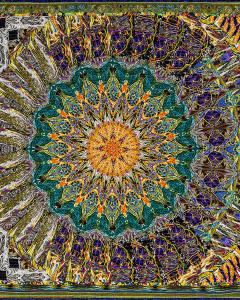 "Kaleidoscopic XLIV: Continue to Continue" is a quilt by Paula Nadelstern.