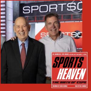 ESPN Founder Bill Rasmussen and Mike Soltys, ESPN Historian, Producer and Co-Author of the “Sports Heaven: The Birth of ESPN” book, audiobook and documentary – who first worked with Bill at ESPN at age 20 as an intern – and then built a 45-year PR career at ESPN.