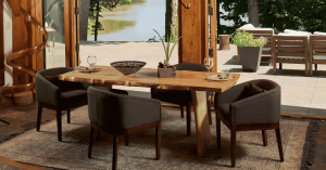 Handcrafted sustainably sourced Legacy Table perfectly placed in a dining room