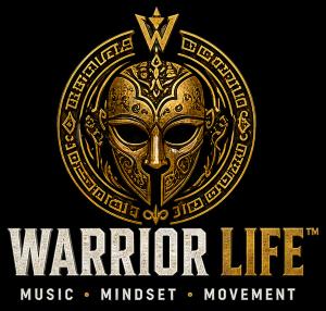 Warrior Life: Music. Mindset. Movement. Logo (Black Background)