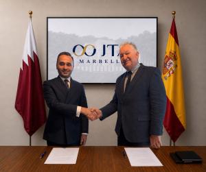 Stephen Bailey and Dr. Amir Ali Salemi Zadeh following the signing of a strategic partnership for an ultra-luxury residential project in Marbella, Spain.