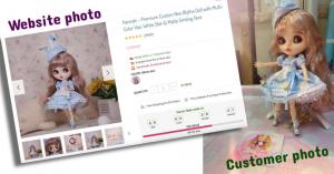 this is blythe reviews website photo vs doll received by customer