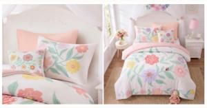 Floral Fringe Trimmed Plush Embroidery Comforter Set