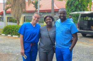 Dr. Adeboye alongside volunteer clinicians from the mission team on site in Nigeria.
