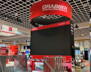 Video Wall Booth with Hanging Sign