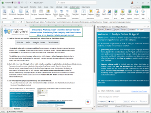 Analytic Solver V2026 Q2 with AI Agent in Excel
