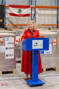 HPIC President Lois Brown at send-off of Lebanon Medical Relief shipment