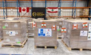 36 pallets of emergency medicine ready for transport to Lebanon