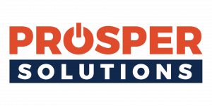 Prosper Solutions logo, featuring an orange and navy wordmark for the Massachusetts technology advisory firm.
