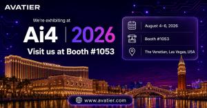 Avatier Ai4 2026 conference banner promoting Booth #1053 at The Venetian in Las Vegas, where Avatier is launching Identity Anywhere 2027.