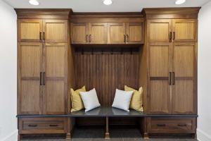 Mudroom Cabinetry by Kountry Kraft, design by INDE