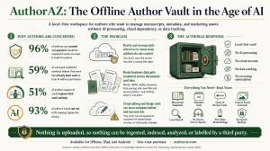 Authors are pushing back on AI training. AuthorAZ is a private, offline vault for manuscripts, book metadata and marketing assets.
