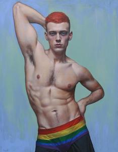 Fernando Carpaneda's painting Boldly Unafraid: Confronting Prejudice with Pride (2025), featured in The Heckscher Museum of Art's 2026 Long Island Biennial.