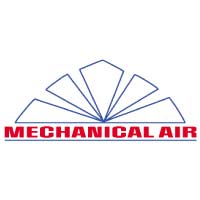 Mechanical Air LLC logo featuring red text and a blue geometric graphic icon for commercial HVAC and refrigeration services in Fresno, California.