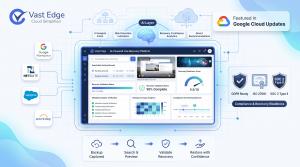 AI-powered Live Recovery Platform by Vast Edge enabling real-time backup inspection, recovery readiness validation, and compliance monitoring across Google Workspace, NetSuite, Salesforce, and Workday environments
