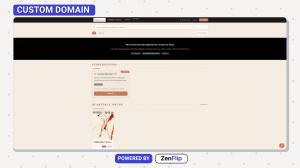 Screenshot of the Calligraphy Chronicles digital magazine platform displaying its custom-branded storefront. The interface shows a search bar, subscription plans, and the first quarterly issue. A "Custom Domain" label appears at the top and a "Powered by