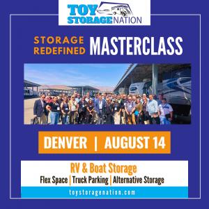 Graphic of image announcing Toy Storage Nation Masterclass is in Denver on Aug. 14