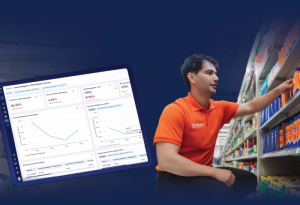 AI Intellegence Dashboard from SymphonyAI and Merchandiser from InStore Group working retail shelves.