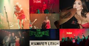 Collage of Jennifer Leigh at her sold-out debut at The Viper Room, featuring live performance moments.