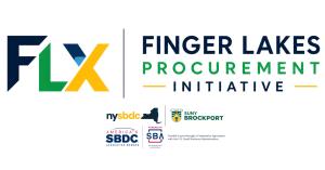 Logo of the Finger Lakes Procurement Initiative (FLX PI), a procurement readiness program led by the Finger Lakes Small Business Development Center at SUNY Brockport to help small businesses in Western New York compete for contracts with larger organizati