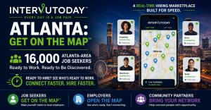 IntervuToday Atlanta Get on the Map campaign promoting its real-time hiring marketplace connecting Atlanta employers with approximately 16,000 local job seekers.