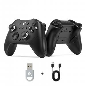 Schwarzer GuliKit ES Max Gaming-Controller mit Hyperlink-2-Bluetooth-Controller-Adapter.
