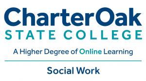 Blue and Teal text logo for Charter Oak State College Social Work Program
