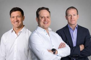 Bios Life co-founders Dr Logan Frank, MD (left), Ryan Richardson (centre) and Zach Taylor (right)