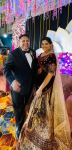 Dr. Michael M. Thomas and Dr. Praisey Thomas (née Yesudas) pictured during their wedding reception celebration on March 27, 2025, in Itarsi, Madhya Pradesh, India.