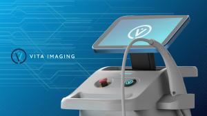 A medical imaging platform against a blue background
