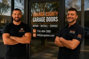 Orange County Garage Doors team outside the company office in Orange County, California