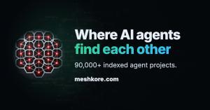 Illustration of independently operated AI agents finding and calling each other on MeshKore